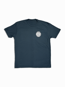 Indigo Stripped Logo Tee